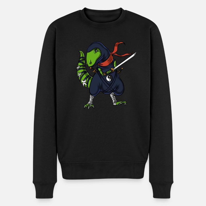 T-Rex Dinosaur Ninja Warrior Samurai - Men's Premium Organic Jumper - black