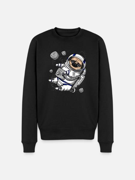 Pug Dog Space Astronaut Pet - Men's Premium Organic Jumper - black