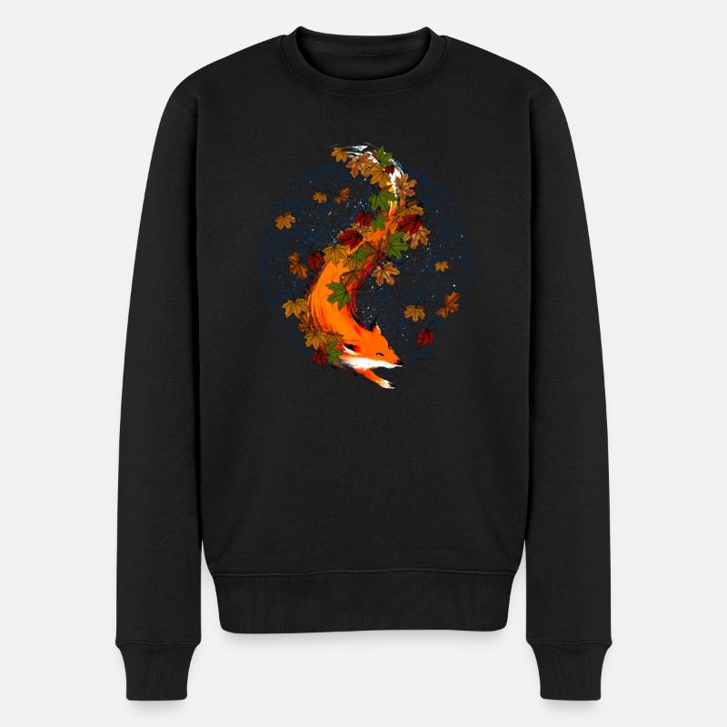 Aquarelle Renard Animal Fleur De Vie - Pull Premium bio Homme - noir
