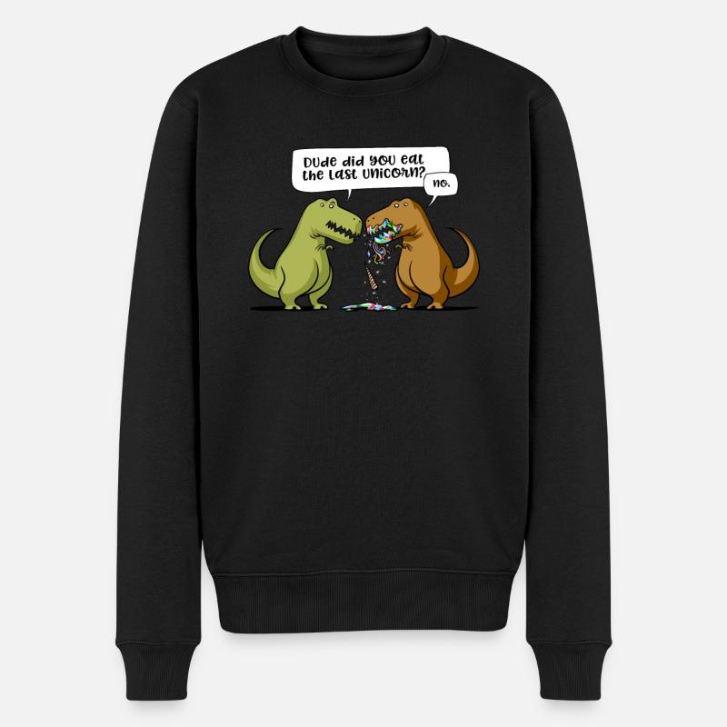 T-Rex Dinosaurier-Typ haben Sie das letzte Einhorn gegessen - Männer Premium Bio Pullover - Schwarz