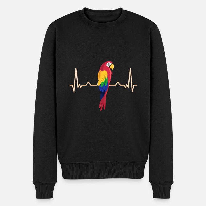 Papagei Herzschlag - Männer Premium Bio Pullover - Schwarz