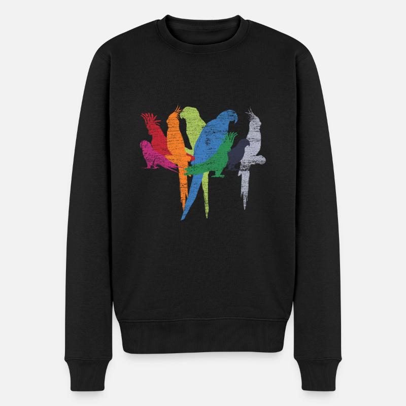 Papageie Vögel - Männer Premium Bio Pullover - Schwarz