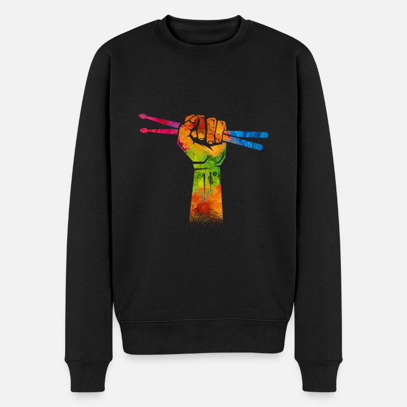 Schlagzeug - Männer Premium Bio Pullover - Schwarz