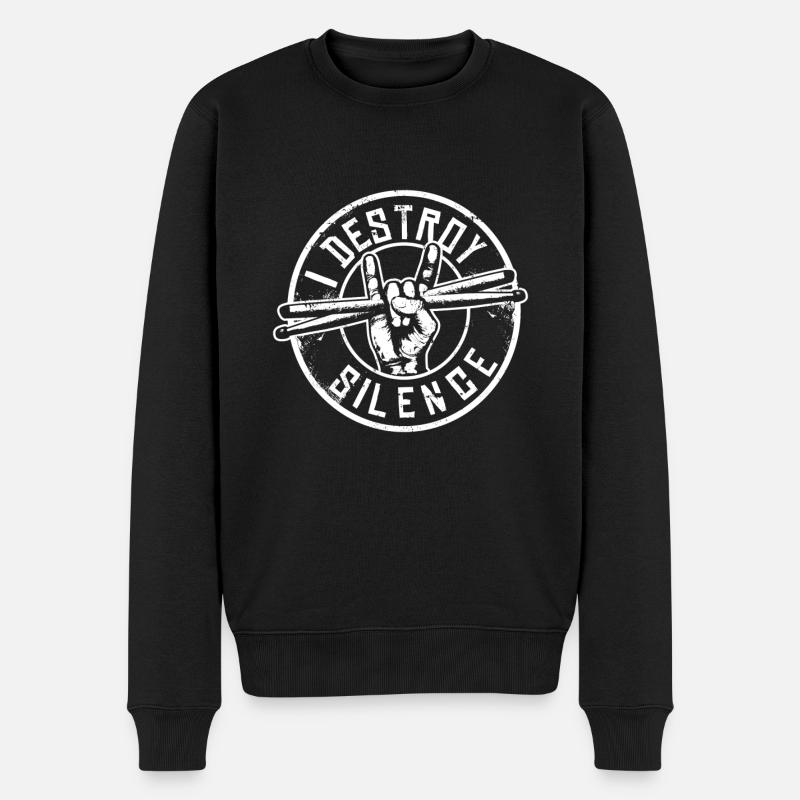 Drôle graphique batteur | Percussion cadeau musicien - Pull Premium bio Homme - noir