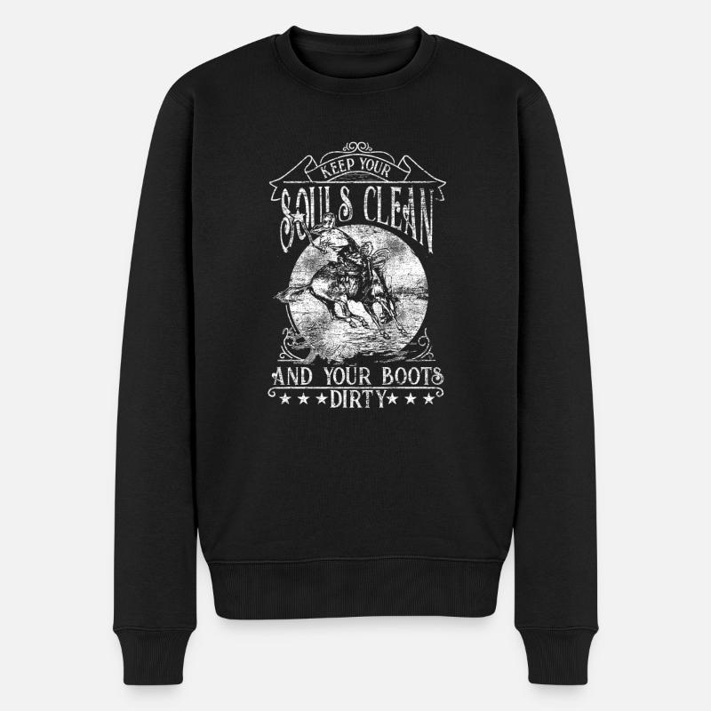 Cowboy Cowboystiefel - Männer Premium Bio Pullover - Schwarz