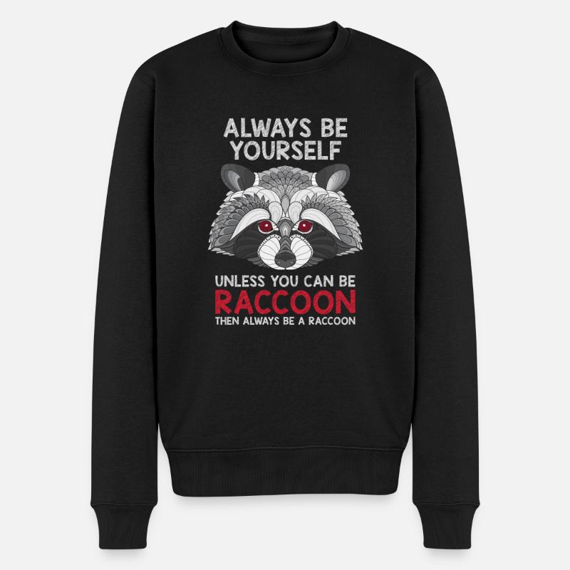 Waschbär Geschenkidee - Männer Premium Bio Pullover - Schwarz