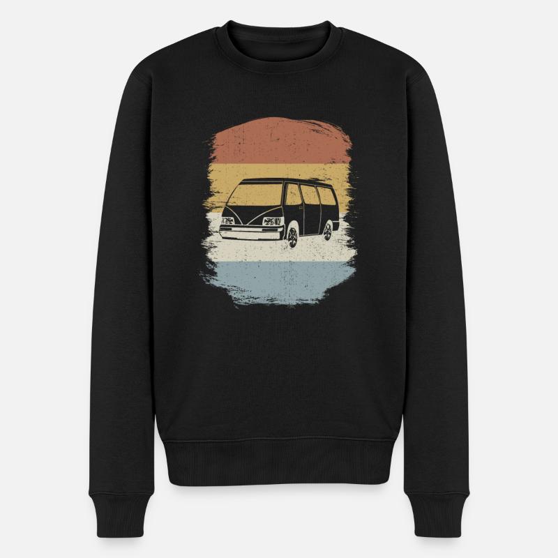Retro Campervan Vintage Caravan Camping Van - Männer Premium Bio Pullover - Schwarz