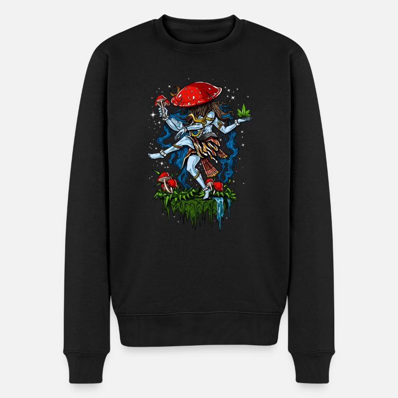 Magischer Pilz Shiva Psychedelic Hindu Fungus Trip - Männer Premium Bio Pullover - Schwarz