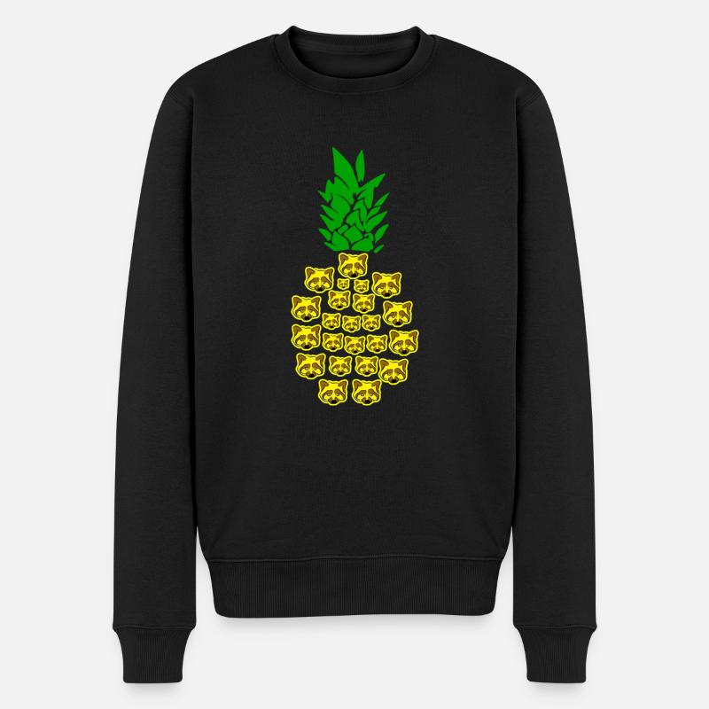 Waschbär Ananas - Männer Premium Bio Pullover - Schwarz