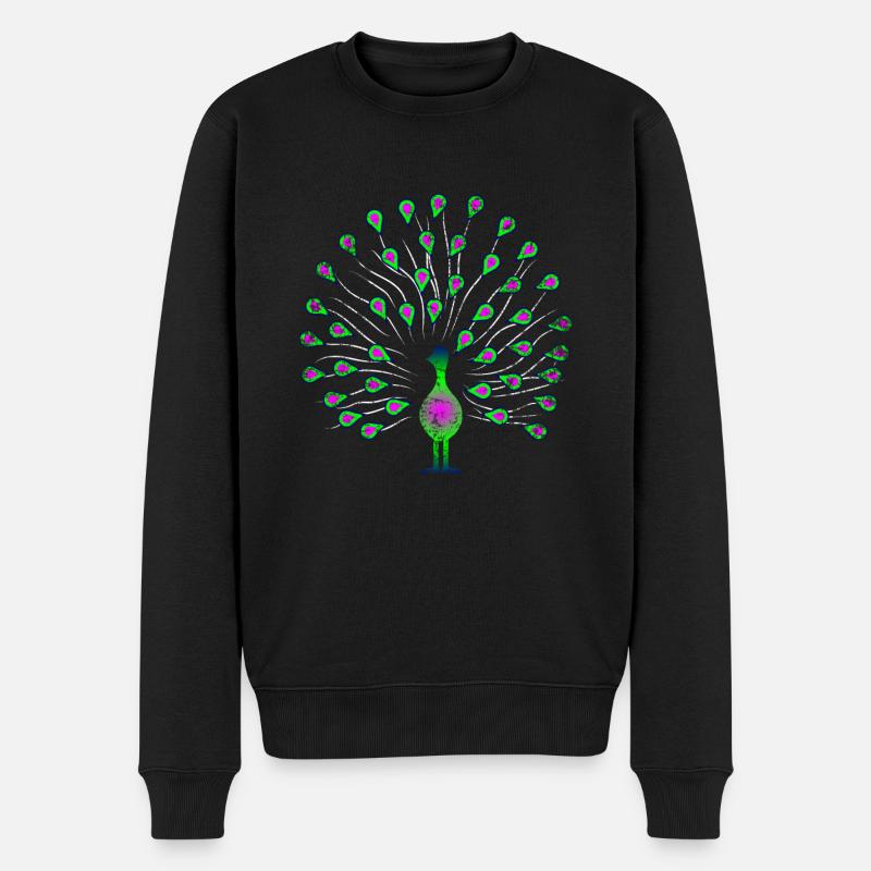 Pfau Tier - Männer Premium Bio Pullover - Schwarz
