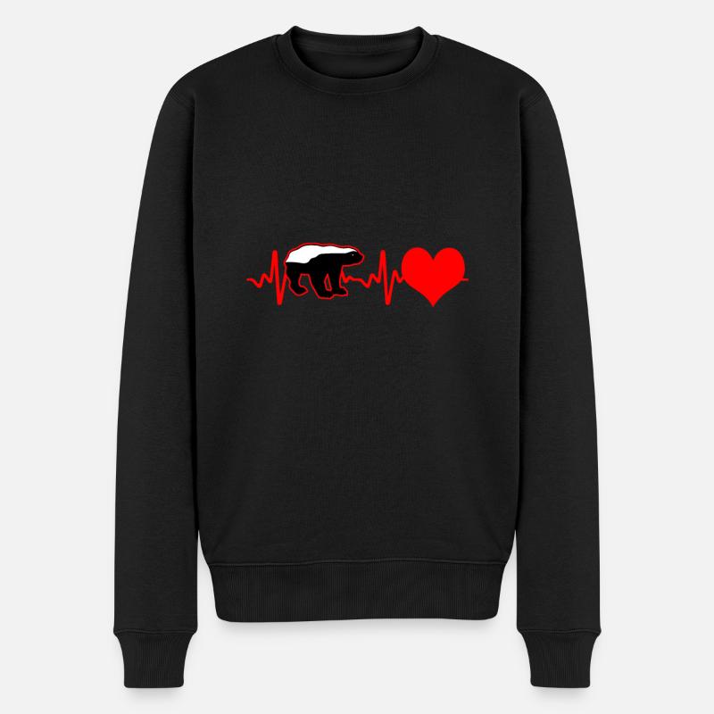Honigdachs Herzschlag - Männer Premium Bio Pullover - Schwarz