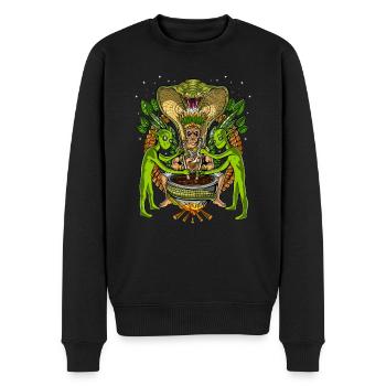 Ayahuasca Shaman DMT Aliens Psychedelic Trip - Männer Premium Bio Pullover - Schwarz - Vorne - Nico (187cm)