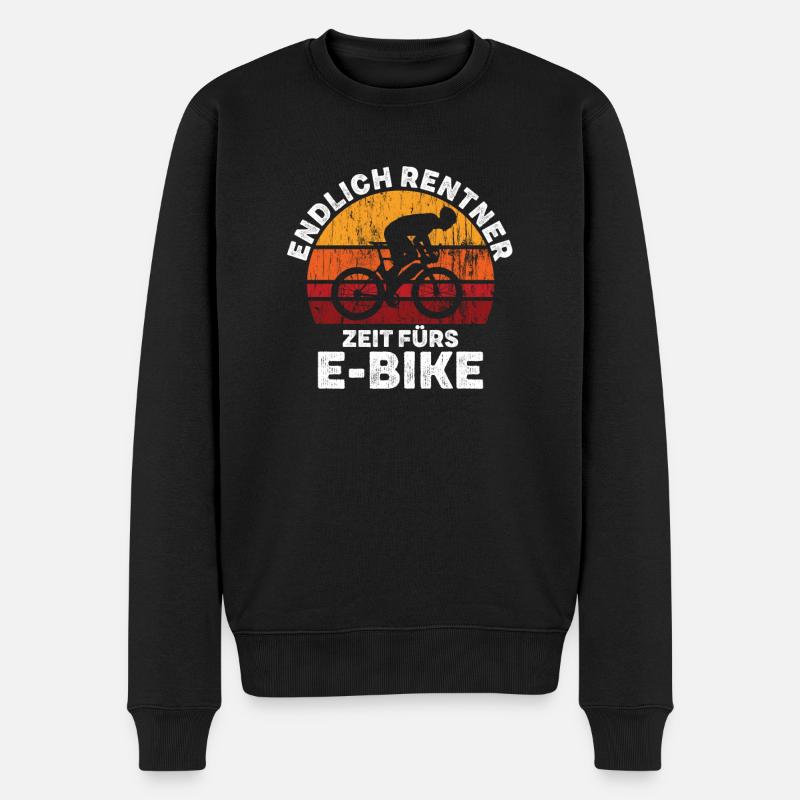 Rentner E Bike Fahrrad Pension Spruch Geschenk - Männer Premium Bio Pullover - Schwarz