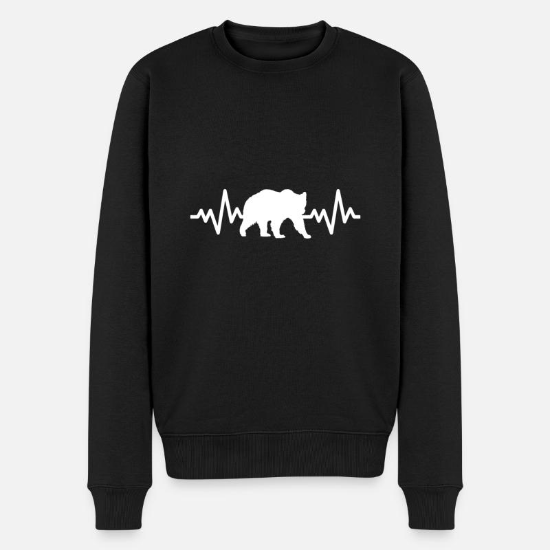 Bär Puls Herz - Männer Premium Bio Pullover - Schwarz