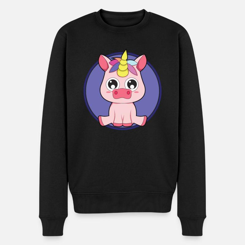 Licorne bébé animaux mignons - Pull Premium bio Homme - noir
