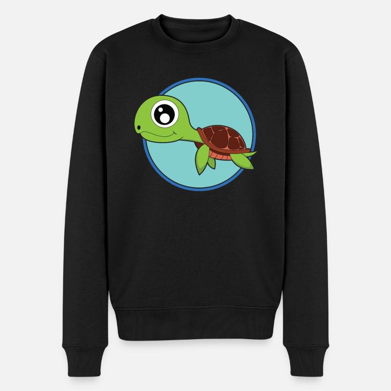 Tortue mignons bébés animaux - Pull Premium bio Homme - noir
