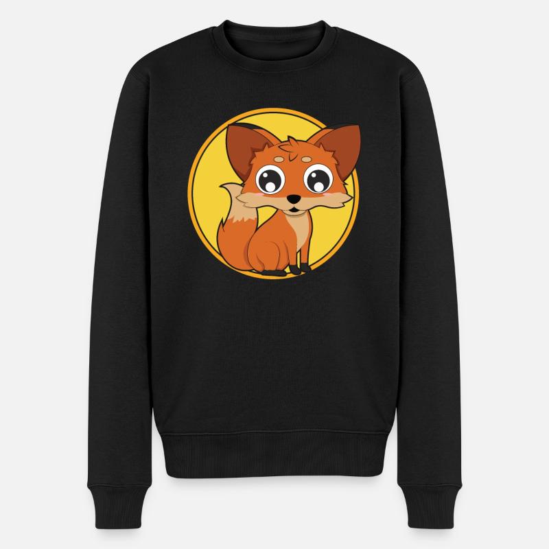 Fuchs Baby süße Tiere - Männer Premium Bio Pullover - Schwarz