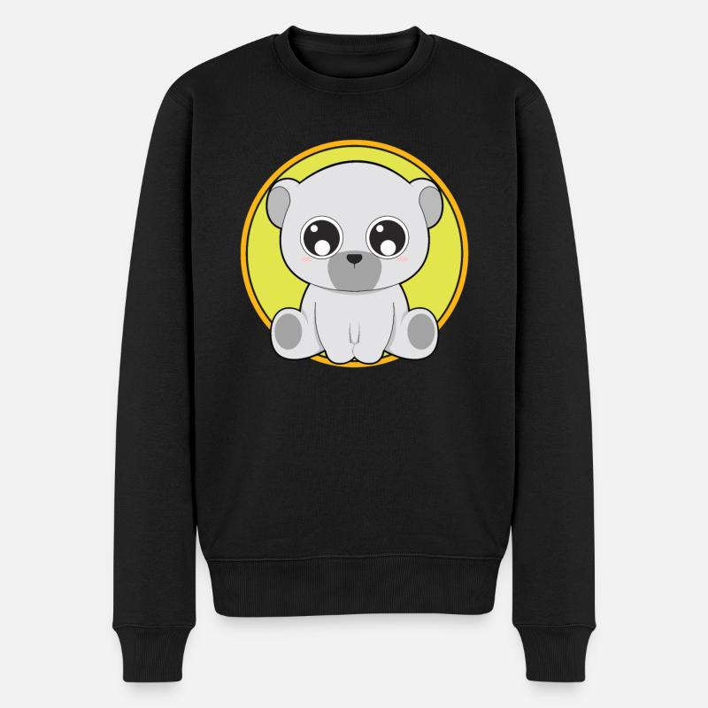 Süßer Eisbär niedliche Tiere - Männer Premium Bio Pullover - Schwarz