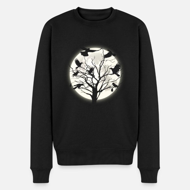 Rabe Nacht - Männer Premium Bio Pullover - Schwarz