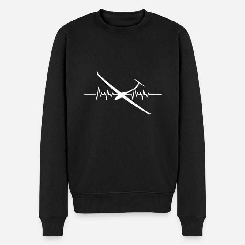 Segelfliegen Puls Herz - Männer Premium Bio Pullover - Schwarz