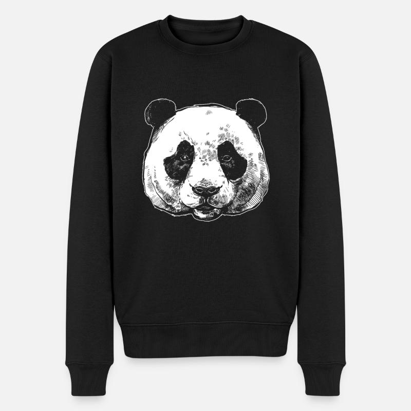 Panda Bär - Männer Premium Bio Pullover - Schwarz