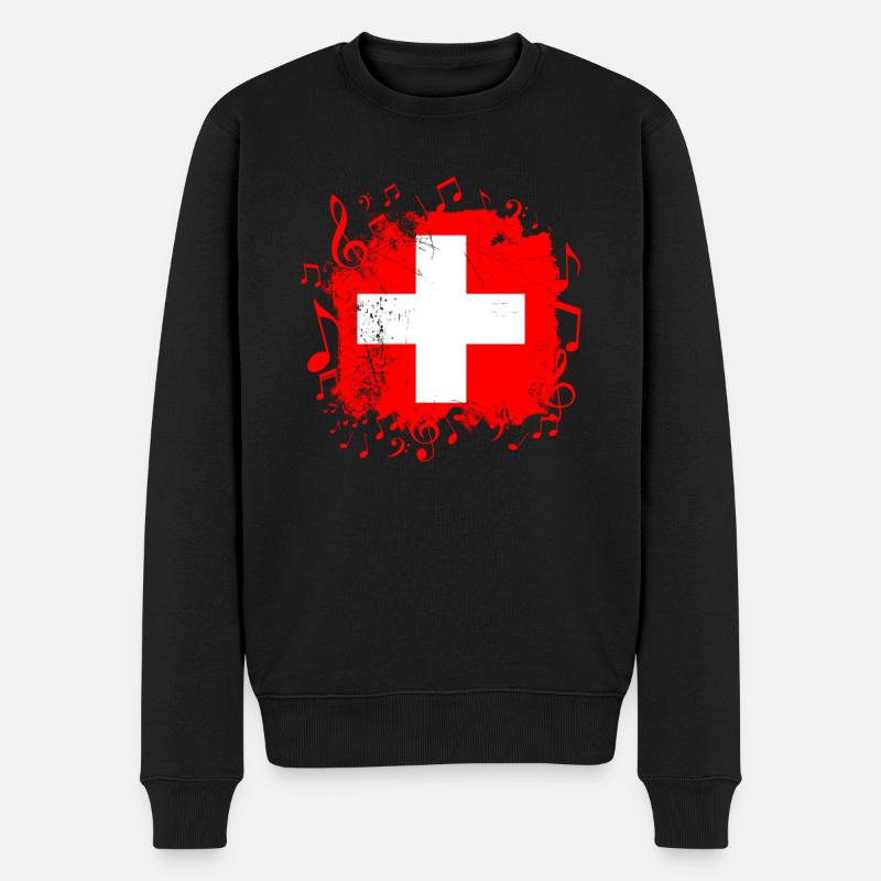 Suisse Drapeau Musique - Pull Premium bio Homme - noir