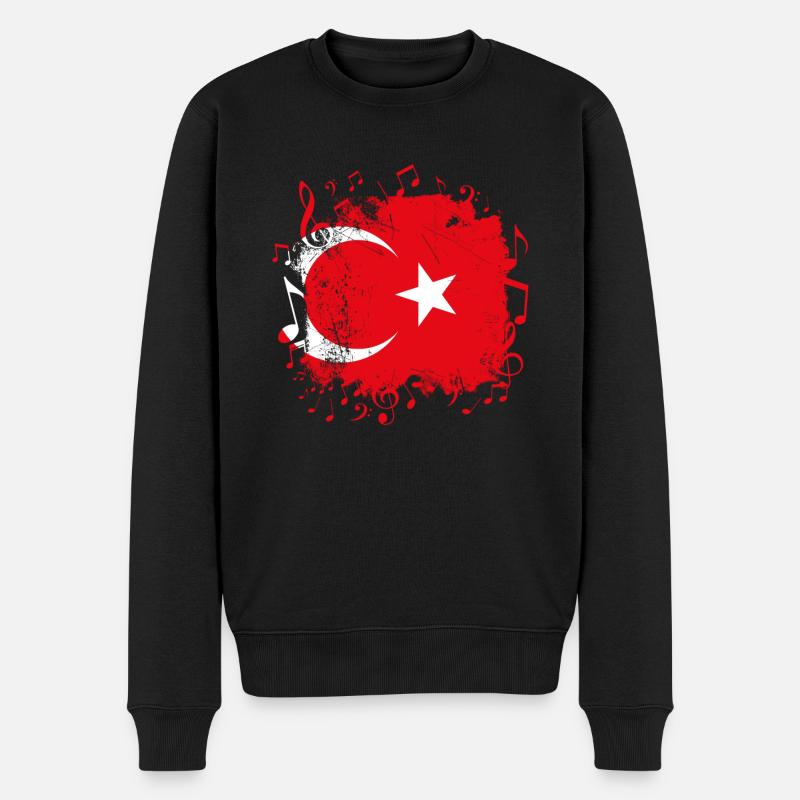 Türkei Flagge Musik - Männer Premium Bio Pullover - Schwarz
