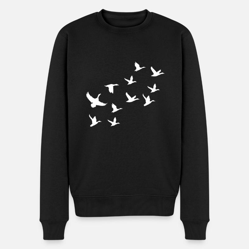 Gans Schwarm Fliegen - Männer Premium Bio Pullover - Schwarz