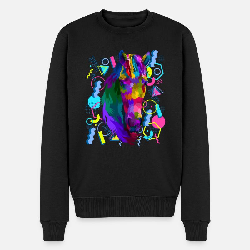 Pferd Lieblingstier - Männer Premium Bio Pullover - Schwarz