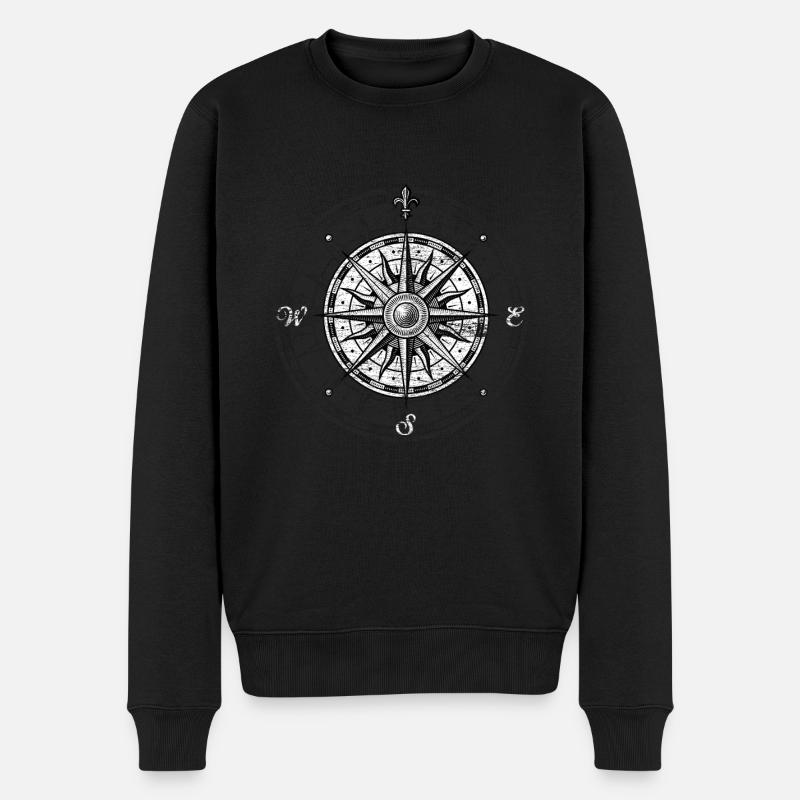Compas de navigation - Pull Premium bio Homme - noir