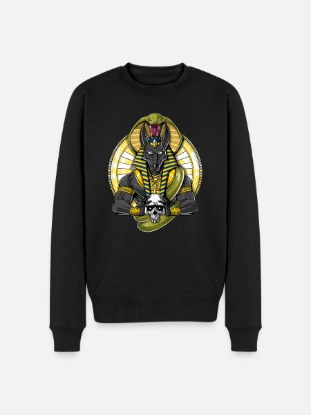 Egyptian God Wolf Anubis Skull - Men's Premium Organic Jumper - black