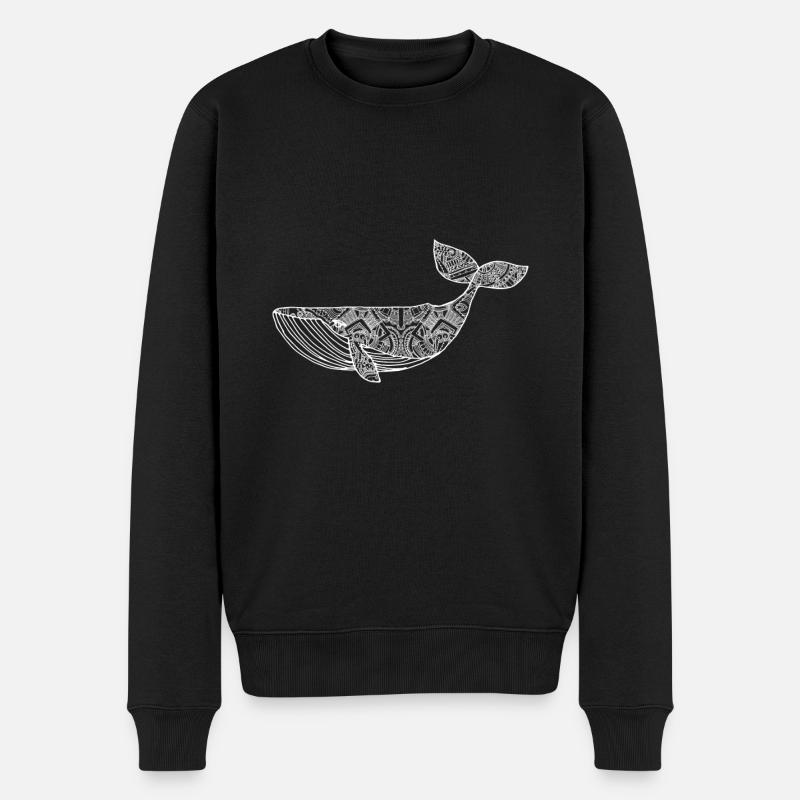 Whale print, Aztec Art Tee, Environmentalist - Men's Premium Organic Jumper - black