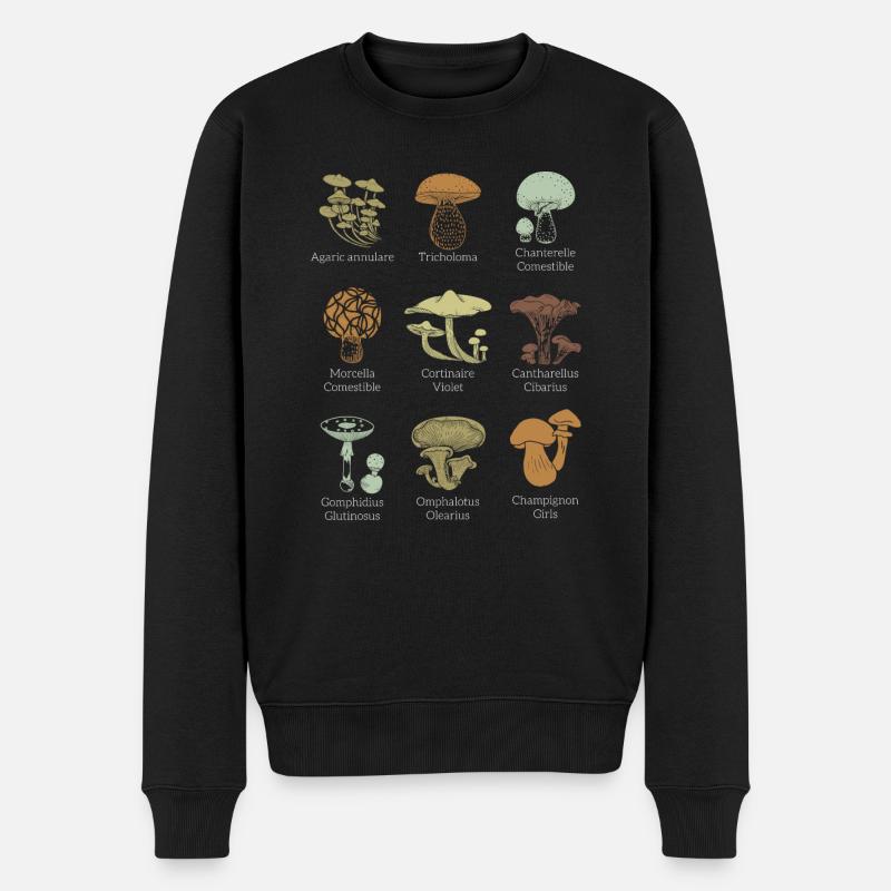 Essbare Pilz Fan Mycology Typen Geschenkdruck - Männer Premium Bio Pullover - Schwarz