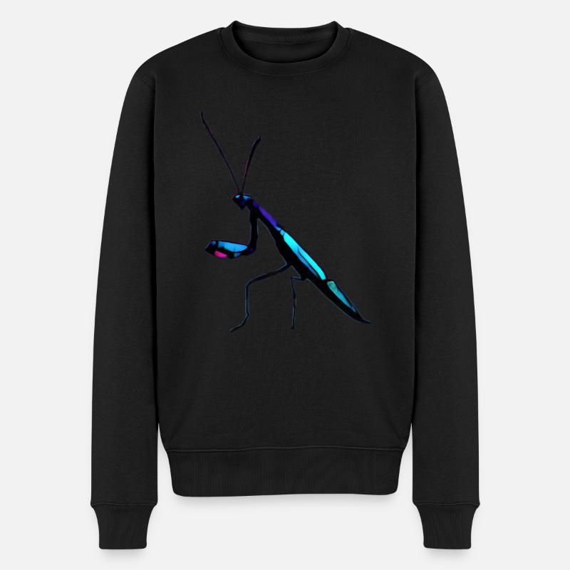 Biolumineszierende Beutegottesanbeterin - Männer Premium Bio Pullover - Schwarz
