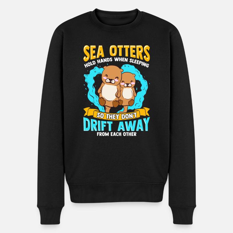 Seeotter-Händchenhalten beim Schlafen Netter Otter - Männer Premium Bio Pullover - Schwarz