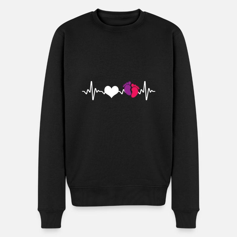 Hebamme Puls Herz - Männer Premium Bio Pullover - Schwarz
