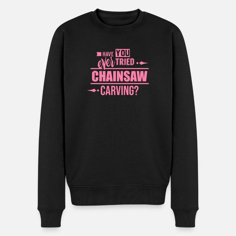 Kettensäge schnitzen - Männer Premium Bio Pullover - Schwarz