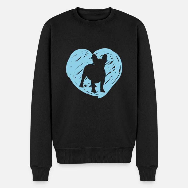 Französische Bulldogge Herz - Männer Premium Bio Pullover - Schwarz