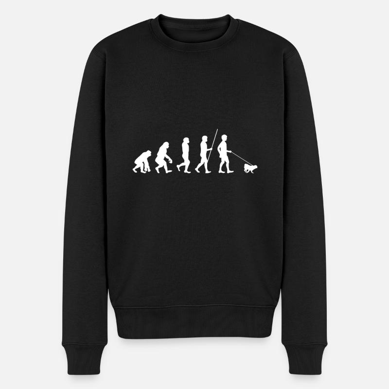 Evolution Mops - Männer Premium Bio Pullover - Schwarz