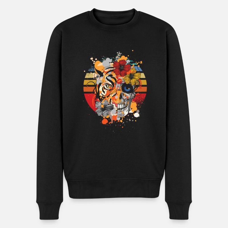Spanischer Halloween-Schädel-Toter Tagestod Spanien - Männer Premium Bio Pullover - Schwarz