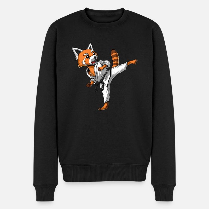 Karaté Ninja Panda Ours Rouge - Pull Premium bio Homme - noir