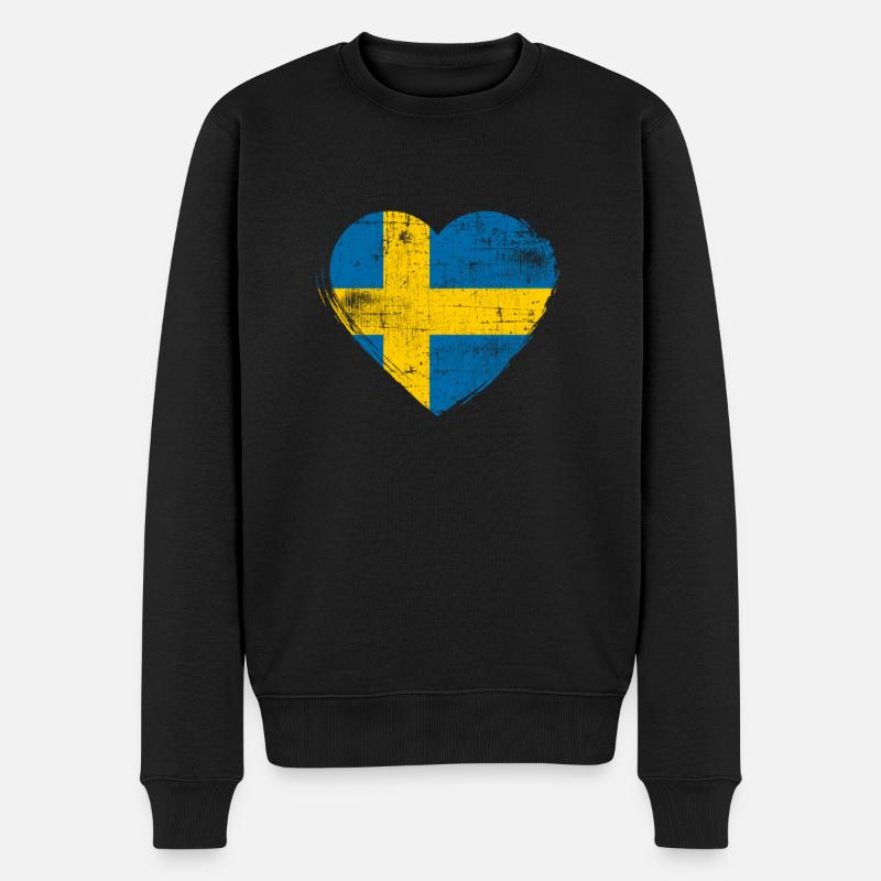 Schweden Herz - Männer Premium Bio Pullover - Schwarz