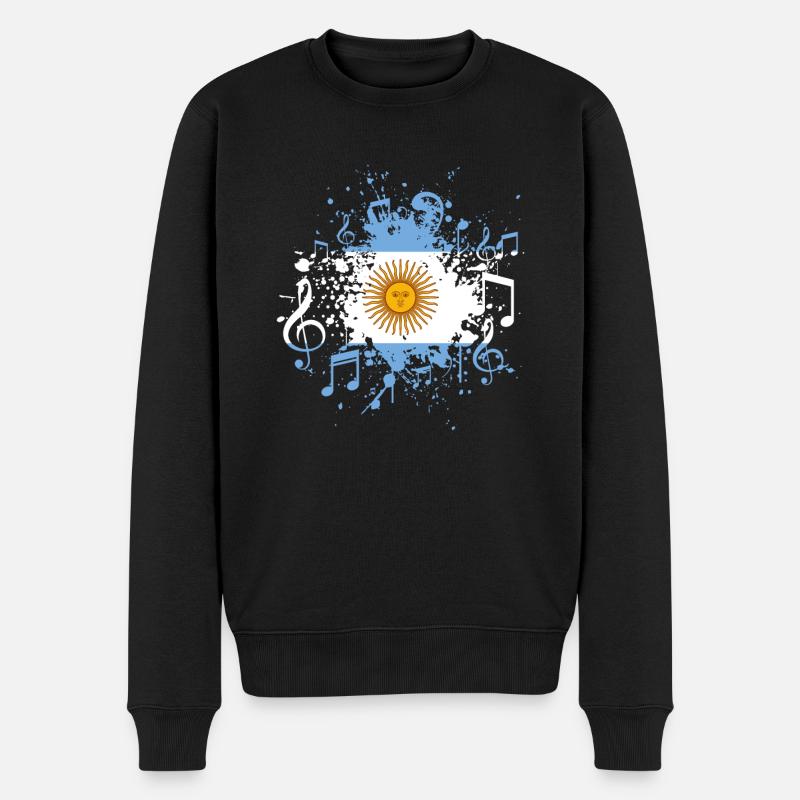 Argentinien Flagge Musik - Männer Premium Bio Pullover - Schwarz