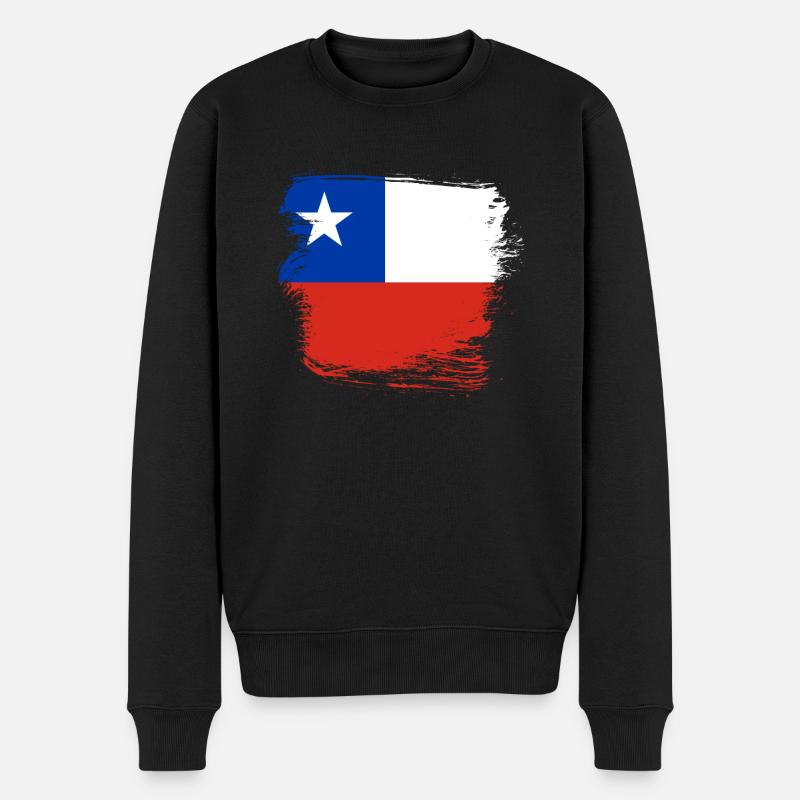 Chile Flagge - Männer Premium Bio Pullover - Schwarz