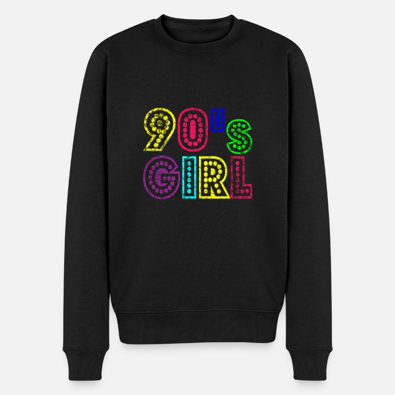 90er Mädchen - Männer Premium Bio Pullover - Schwarz