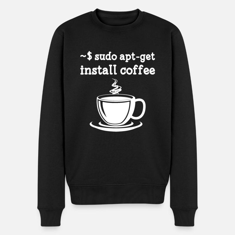 Sudo Apt-Get Install Coffee Linux - Männer Premium Bio Pullover - Schwarz
