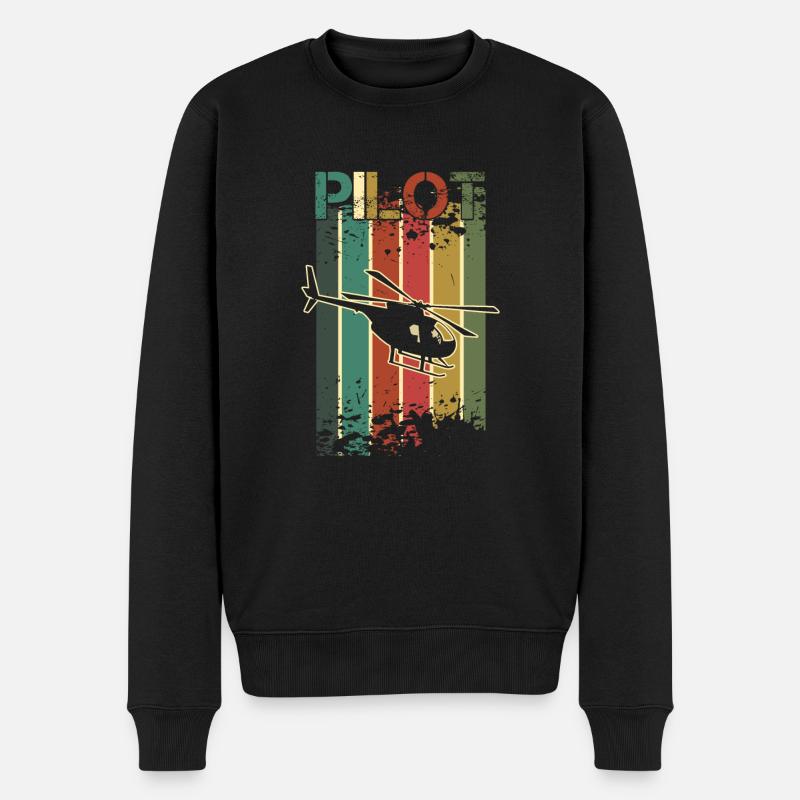 Hubschrauber Hubschrauberlandeplatz Flugzeug Hubschrauber Geschenk Retro - Männer Premium Bio Pullover - Schwarz