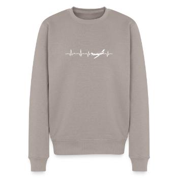 Avion battant la tête d'un avion volant en vol - Pull Premium bio Homme - taupe - Devant - Nico (187cm)