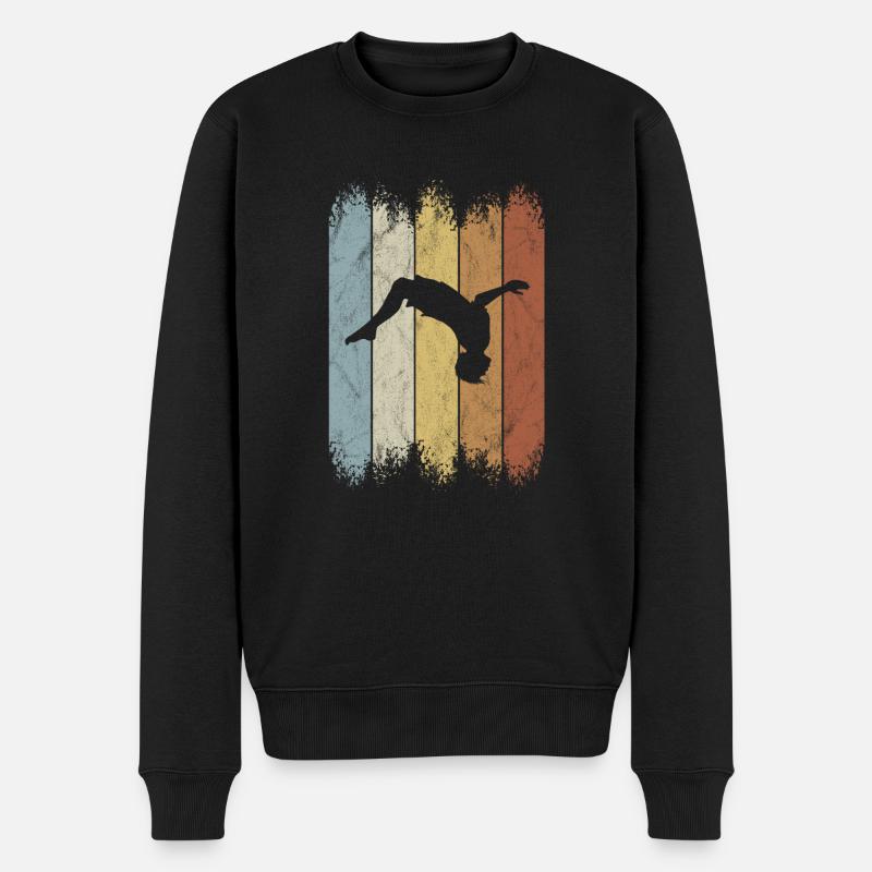 Retro Salto BackFlip Parkour Freerunner Silhouette - Männer Premium Bio Pullover - Schwarz