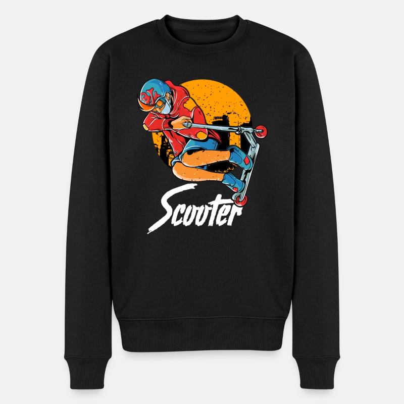 Cute & Funny Scooter Kid Riding Tricks - Men's Premium Organic Jumper - black